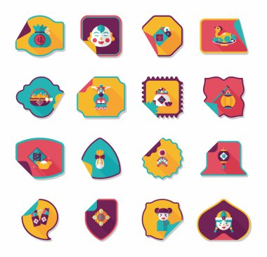 Çin yeni yılı etiket afiş tasarım düz arka plan, eps10