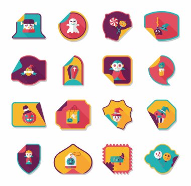 Cadılar Bayramı etiket afiş düz arka plan ayarlamak, eps10