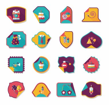 Doğum günü etiket düz afiş arka plan ayarlamak, eps10