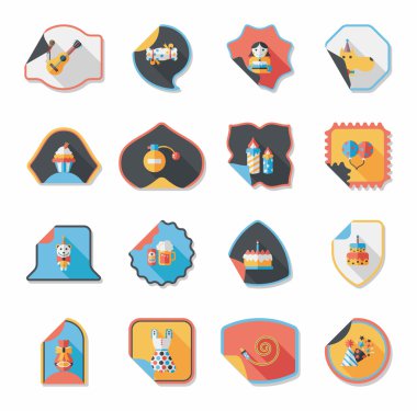 Doğum günü etiket düz afiş arka plan ayarlamak, eps10