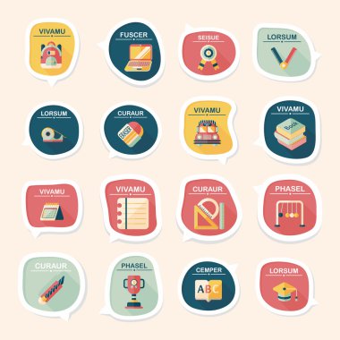 Okul kabarcık konuşma afiş tasarım düz arka plan ayarlamak, eps10