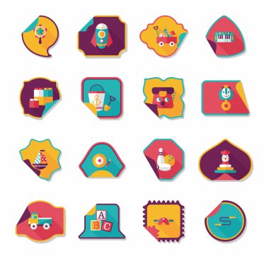 Oyuncak etiket düz afiş arka plan ayarlamak, eps10