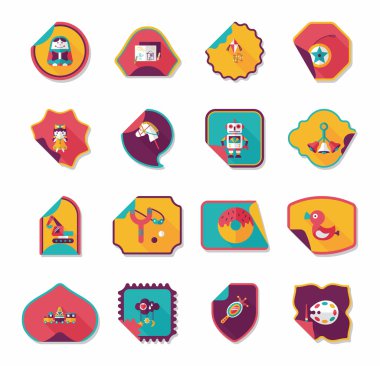 Oyuncak etiket düz afiş arka plan ayarlamak, eps10