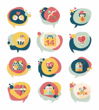 Sevgililer günü konuşma balonu afiş düz tasarım se eps 10