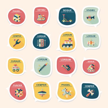 Oyuncak konuşma balonu afiş tasarım düz arka plan ayarlamak, eps10