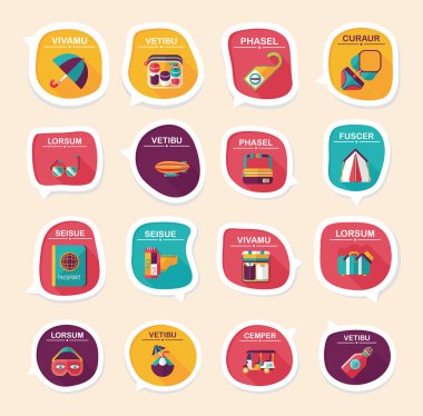 Seyahat balonu konuşma afiş tasarım düz arka plan ayarlamak, eps10