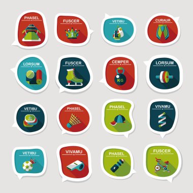 Spor konuşma balonu düz afiş tasarım arka plan ayarlamak, eps10