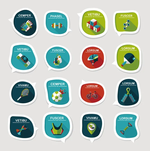 Sport toespraak bubble platte banner ontwerp achtergrond instellen, eps10 — Stockvector