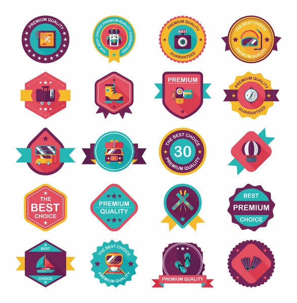 Set di sfondo piatto per banner per badge da viaggio, eps10 — Vettoriale Stock