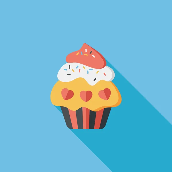 Alla hjärtans dag cupcake flat ikonen med långa skugga, eps10 — Stock vektor