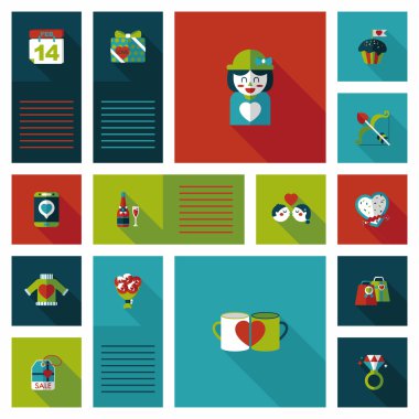 Valentinesets gün UI düz tasarım arka plan ayarlamak, eps10