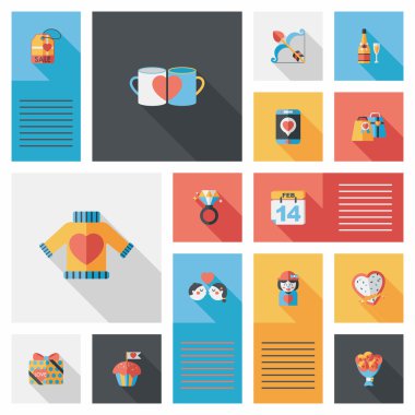 Valentinesets gün UI düz tasarım arka plan ayarlamak, eps10