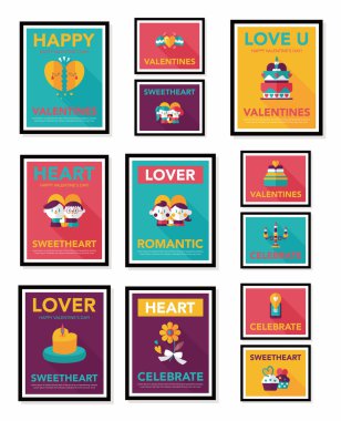 Sevgililer günü etiketi afiş düz tasarım arka plan ayarlamak, eps10