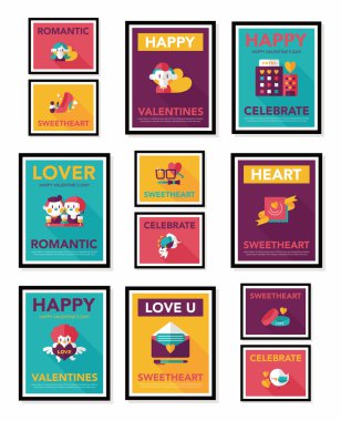 Sevgililer günü etiketi afiş düz tasarım arka plan ayarlamak, eps10