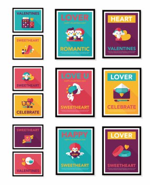 Sevgililer günü etiketi afiş düz tasarım arka plan ayarlamak, eps10