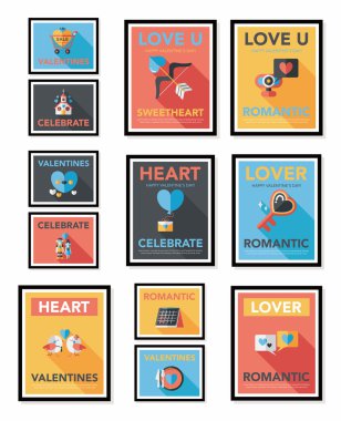 Sevgililer günü etiketi afiş düz tasarım arka plan ayarlamak, eps10