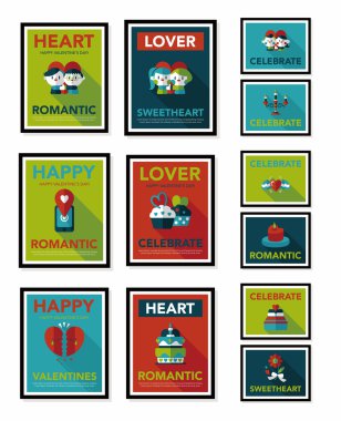 Sevgililer günü etiketi afiş düz tasarım arka plan ayarlamak, eps10