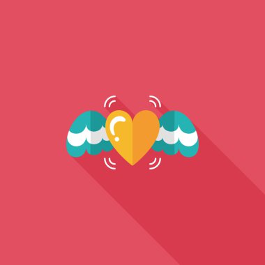 Sevgililer günü aşk kalp düz simgesi ile uzun gölge, eps10