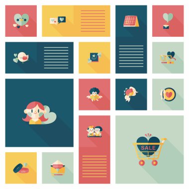 Sevgililer günü etiketi afiş düz tasarım arka plan ayarlamak, eps10