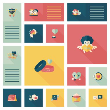 Sevgililer günü etiketi afiş düz tasarım arka plan ayarlamak, eps10