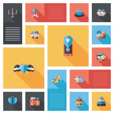 Sevgililer günü etiketi afiş düz tasarım arka plan ayarlamak, eps10