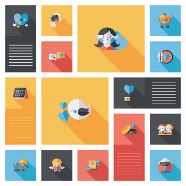 Sevgililer günü etiketi afiş düz tasarım arka plan ayarlamak, eps10