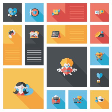 Sevgililer günü etiketi afiş düz tasarım arka plan ayarlamak, eps10