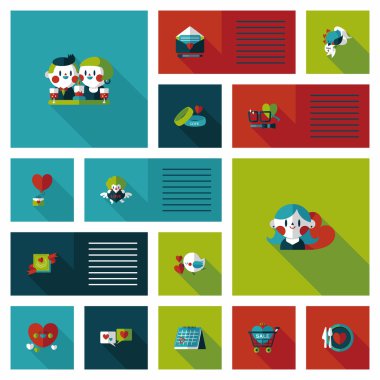 Sevgililer günü etiketi afiş düz tasarım arka plan ayarlamak, eps10