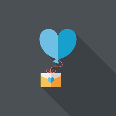 Sevgililer günü aşk mektubu düz simgesiyle uzun gölge, eps10