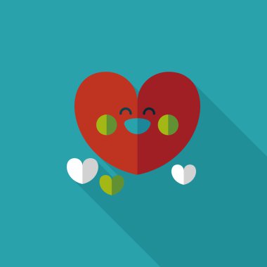 Sevgililer günü aşk kalp düz simgesi ile uzun gölge, eps10