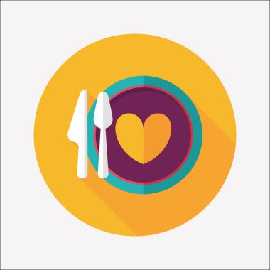 Sevgililer günü akşam yemeği uzun gölge, eps10 düz simgesiyle