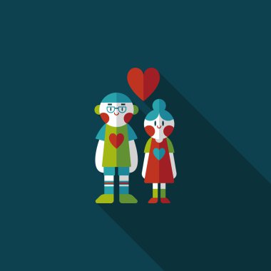 Uzun Gölge, eps10 ile Sevgililer günü Çift düz simgesi