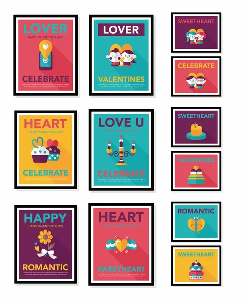 Sevgililer günü etiketi afiş düz tasarım arka plan ayarlamak, eps10