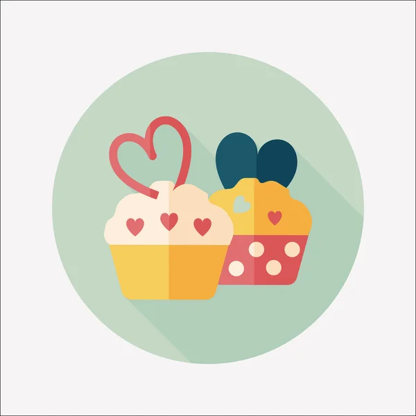 Valentine's Day cupcake flat icon with long shadow,eps10 — Stock Vector