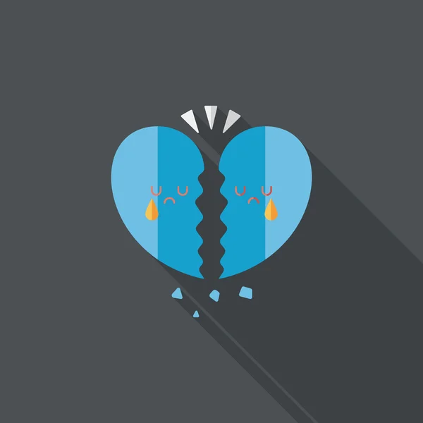 Valentine's Day broken heart flat icon with long shadow, eps10 — Image vectorielle