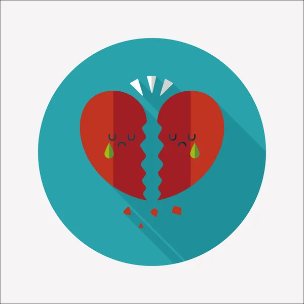 Valentine's Day broken heart flat icon with long shadow, eps10 — Image vectorielle