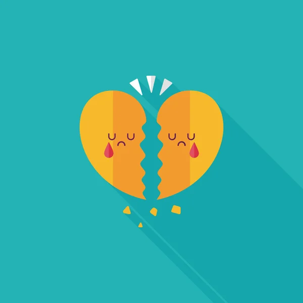 Valentine's Day broken heart flat icon with long shadow, eps10 — Image vectorielle