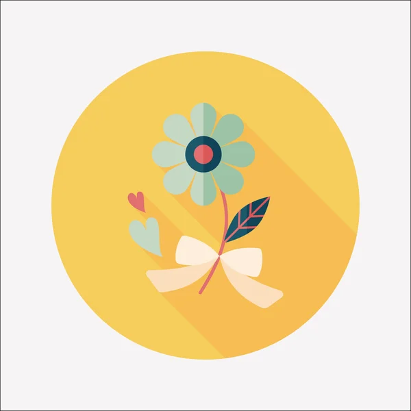 Alla hjärtans dag blomma platt ikon med lång skugga, eps10 — Stock vektor