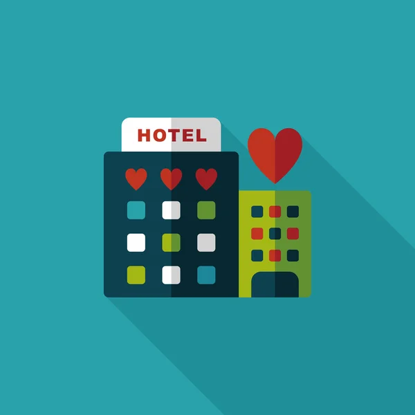 Sevgililer günü hotel düz Icon uzun gölge, eps10 ile — Stok Vektör