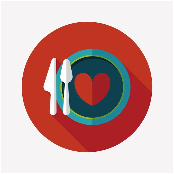 Walentynki obiad płaski ikona z długim cieniem, eps10 — Wektor stockowy