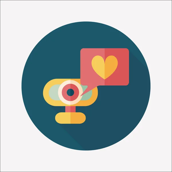 Dia dos Namorados webcame mensagem de amor ícone plano com sombra longa , —  Vetores de Stock