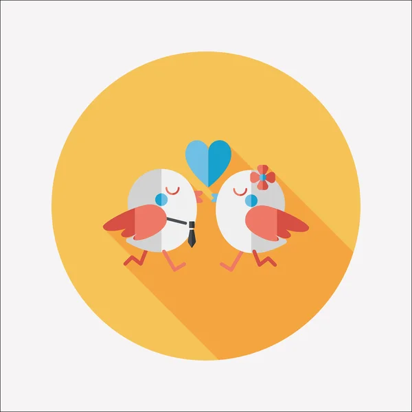 Valentine's Day lover bird flat icon with long shadow, eps10 — Image vectorielle