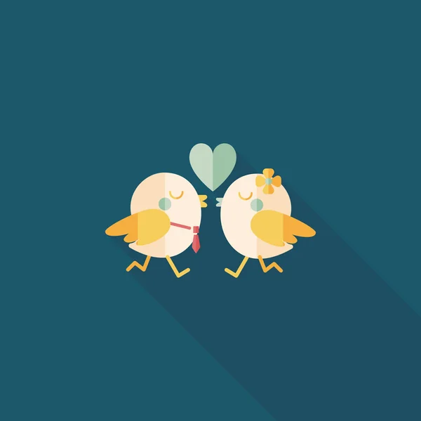 Valentine's Day lover bird flat icon with long shadow, eps10 — Image vectorielle