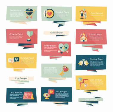 Sevgililer günü etiketi afiş düz tasarım arka plan ayarlamak, eps10