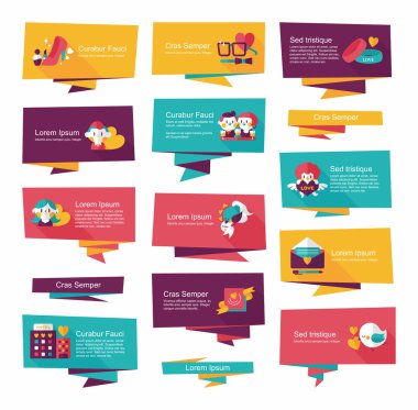 Sevgililer günü etiketi afiş düz tasarım arka plan ayarlamak, eps10