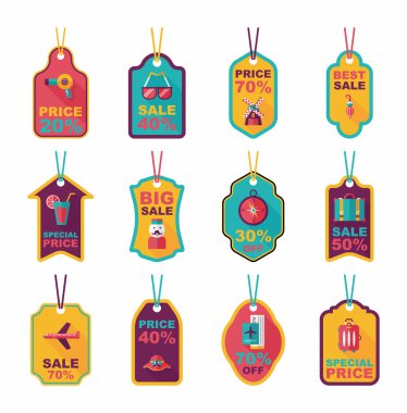 Seyahat etiketi düz afiş arka plan ayarlamak, eps10