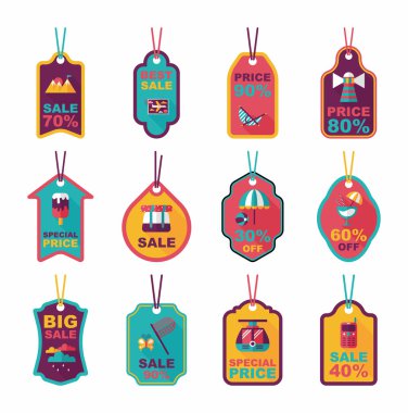 Seyahat etiketi düz afiş arka plan ayarlamak, eps10