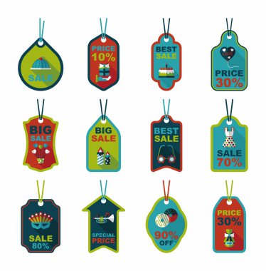 Doğum günü etiketi düz afiş arka plan ayarlamak, eps10