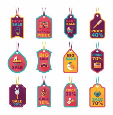 Bebek etiketi afiş tasarım düz arka plan ayarlamak, eps10