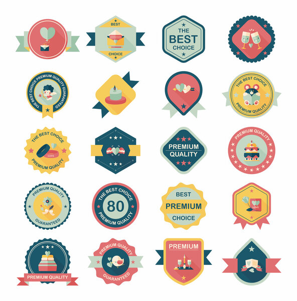 Valentines Day tag banner flat design background set, eps10